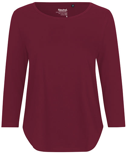 Ladies´ Three Quarter Sleeve T-Shirt in Bordeaux, Größe XXL