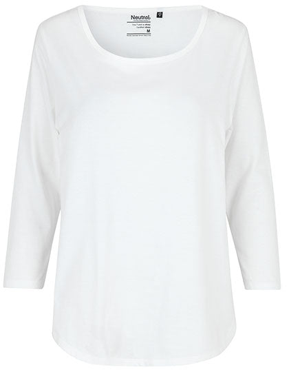 Ladies´ Three Quarter Sleeve T-Shirt in White, Größe XXL
