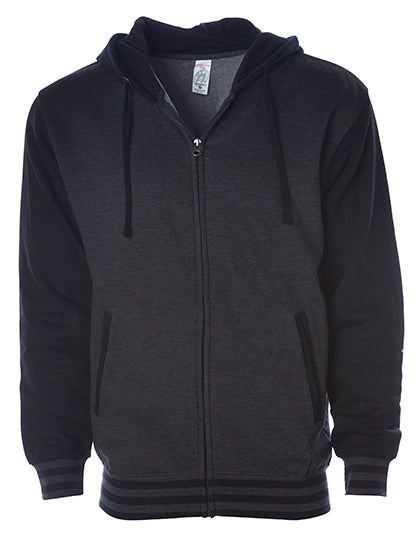 Unisex Heavyweight Varsity Zip Hood in Charcoal Heather, Größe 3XL
