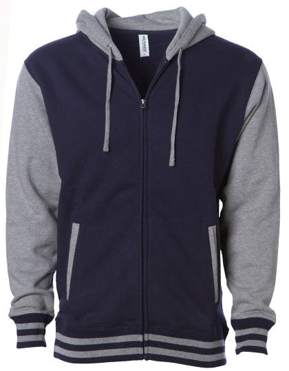 Unisex Heavyweight Varsity Zip Hood in Classic Navy, Größe 3XL