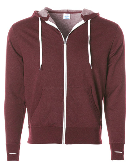 Unisex Midweight French Terry Zip Hood in Burgundy Heather, Größe XXL