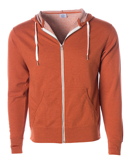 Unisex Midweight French Terry Zip Hood in Burnt Orange Heather, Größe XXL