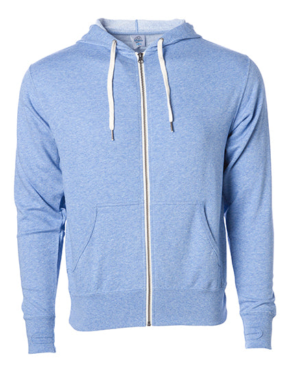 Unisex Midweight French Terry Zip Hood in Sky Heather, Größe XXL