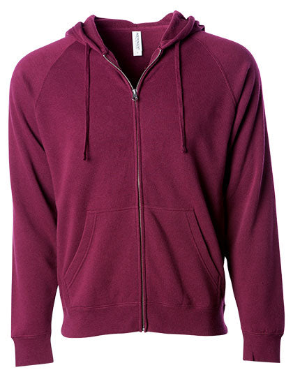 Unisex Midweight Special Blend Raglan Zip Hood in Maroon, Größe 3XL