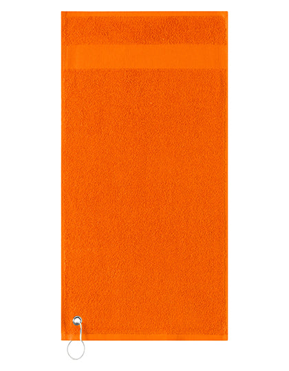 Golfhandtuch mit Aufhänger in Orange, Größe 55 x 30 cm