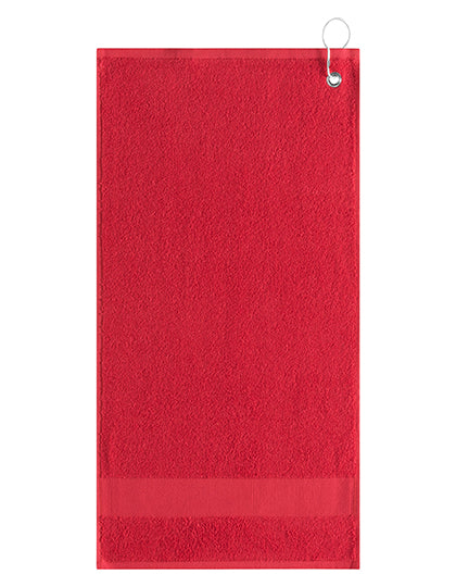 Golfhandtuch mit Aufhänger in Red, Größe 55 x 30 cm