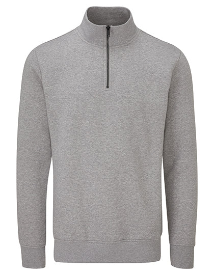 The Quarter Zip Sweat in Heather Grey Melange, Größe XXL