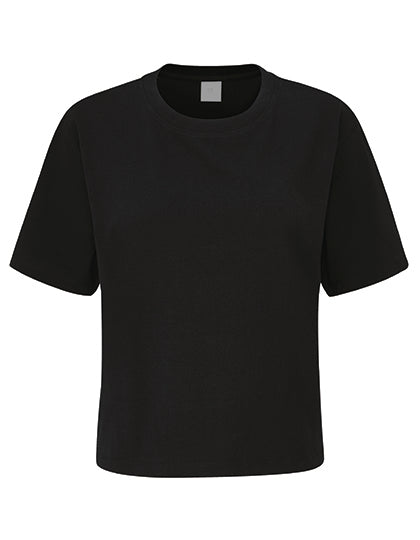 Women's Cropped Heavy T in Black, Größe XL