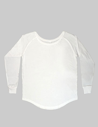 Women´s Loose Fit Long Sleeve T in White, Größe XL