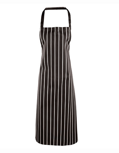 Striped Bib Apron in Black (ca. Pantone Black C), Größe 72 x 101 cm