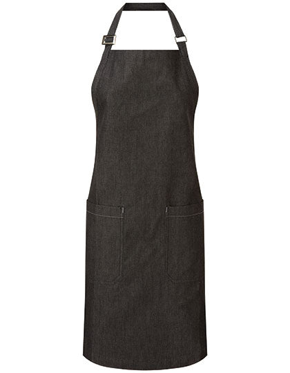 Organic Denim Fairtrade Bib Apron in Black Denim (ca. Pantone 532C), Größe 80 x 72 cm