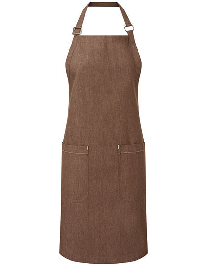 Organic Denim Fairtrade Bib Apron in Brown Denim (ca. Pantone 4705C), Größe 80 x 72 cm