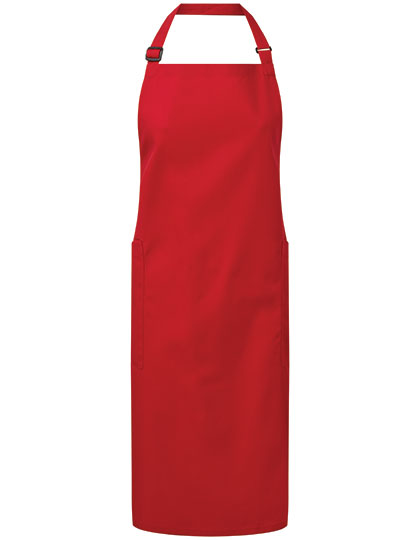 Recycled & Organic Fairtrade Bib Apron in Red (ca. Pantone 201C), Größe 86 x 72 cm