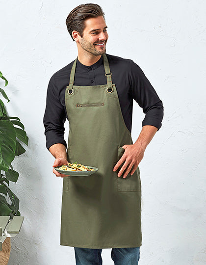 'Barley' Contrast Stitch Bib Apron