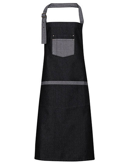 Domain Contrast Denim Bib Apron in Black Denim (ca. Pantone 433C), Größe 72 x 86 cm