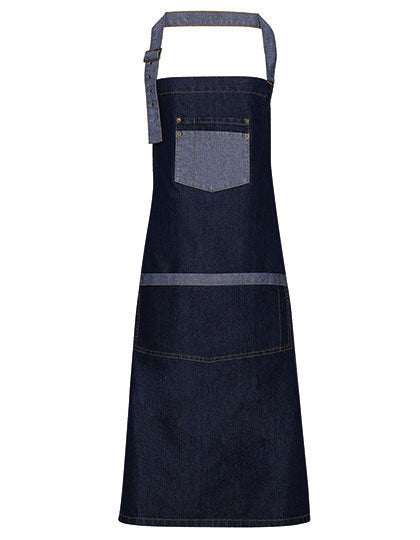 Domain Contrast Denim Bib Apron in Indigo Denim (ca. Pantone 2767C), Größe 72 x 86 cm
