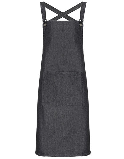 Cross Back Barista Bib Apron in Black Denim (ca. Pantone 433C), Größe 72 x 86 cm