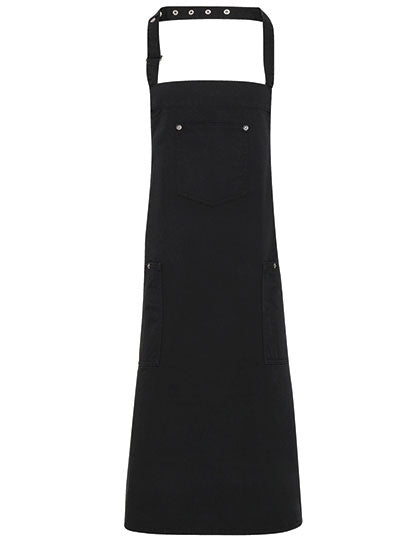Cotton Chino Bib Apron in Black (ca. Pantone Black C), Größe 72 x 86 cm