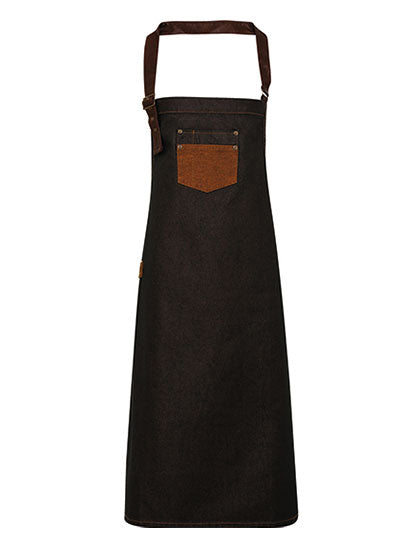 Division Waxed Look Denim Bib Apron With Faux Leather in Black (ca. Pantone Black C), Größe 72 x 86 cm
