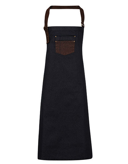 Division Waxed Look Denim Bib Apron With Faux Leather in Indigo (ca. Pantone 2380C), Größe 72 x 86 cm