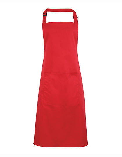 Colours Collection Bib Apron With Pocket in Strawberry Red (ca. Pantone 186C), Größe 72 x 86 cm