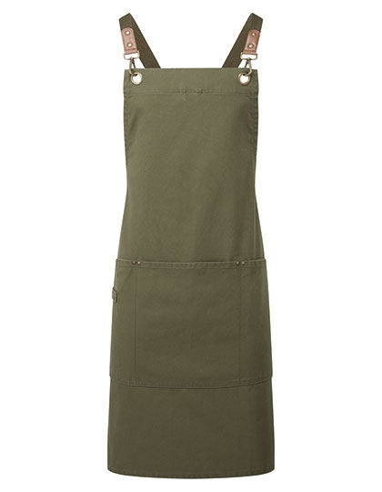 Clip ‘n’ Clasp Cross-Back Bib Apron in Olive (ca. Pantone 7763C), Größe 86 x 72 cm