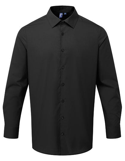 Men’s Long Sleeve ‘Recyclight’ Poplin Shirt in Black, Größe 5XL