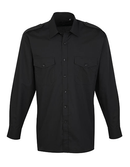 Pilot Shirt Long Sleeve in Black (ca. Pantone Black C), Größe 48 (19)