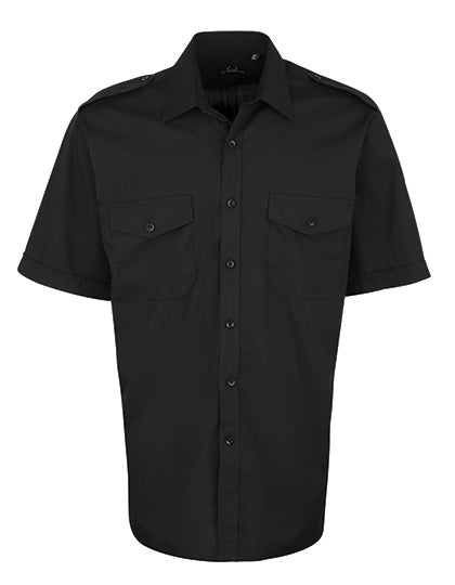 Pilot Shirt Short Sleeve in Black, Größe 48 (19)