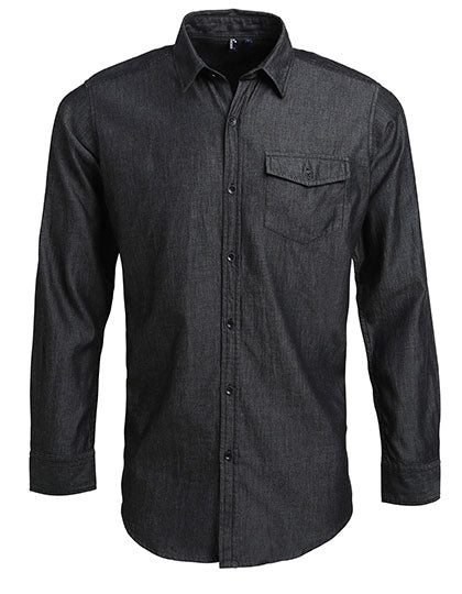 Men´s Jeans Stitch Denim Shirt in Black Denim (ca. Pantone 433C), Größe 3XL
