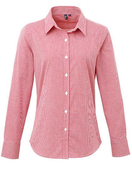 Women´s Microcheck (Gingham) Long Sleeve Cotton Shirt