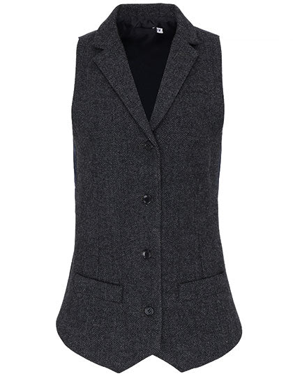 Women´s Herringbone Waistcoat in Charcoal (ca. Pantone 6 U), Größe XXL
