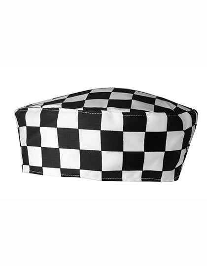 Chef´s Skull Cap in Black-White Check, Größe One Size