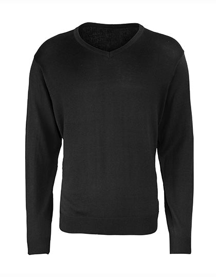 Men´s V-Neck Knitted Sweater in Black (ca. Pantone Black C), Größe 5XL (24)