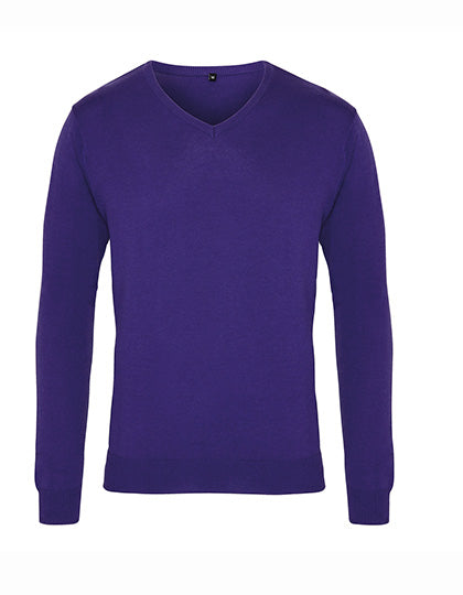 Men´s V-Neck Knitted Sweater in Purple, Größe 4XL