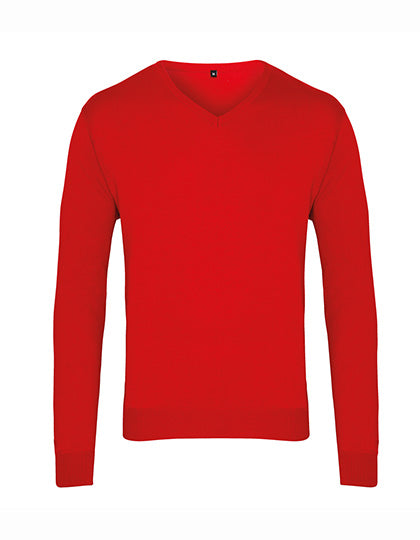 Men´s V-Neck Knitted Sweater in Red, Größe 4XL