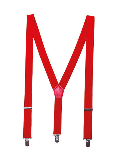 Clip On Trousers Braces/Suspenders in Red, Größe One Size