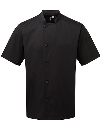 Essential Short Sleeve Chef´s Jacket in Black (ca. Pantone Black C), Größe 5XL /52 (24)