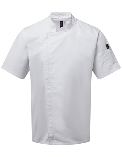 Chef´s Zip-Close Short Sleeve Jacket in White, Größe S