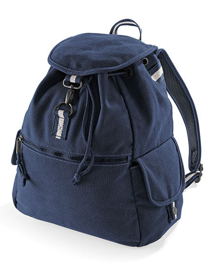 Vintage Canvas Backpack in Vintage Oxford Navy, Größe 30 x 36 x 16 cm