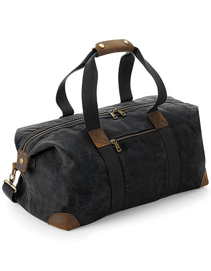 Heritage Waxed Canvas Holdall in Black, Größe 48 x 26 x 24 cm