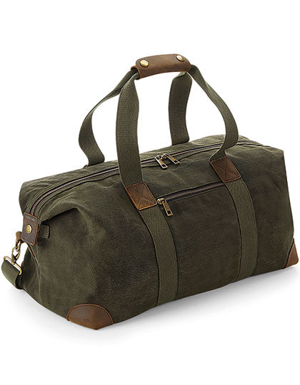 Heritage Waxed Canvas Holdall in Olive Green, Größe 48 x 26 x 24 cm