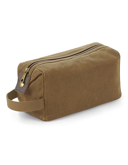 Heritage Waxed Canvas Wash Bag in Desert Sand, Größe 25 x 13 x 11 cm
