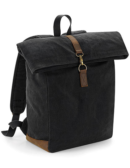 Heritage Waxed Canvas Backpack in Black, Größe 30 x 40 x 14 cm