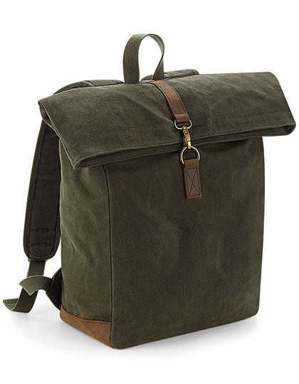Heritage Waxed Canvas Backpack in Olive Green, Größe 30 x 40 x 14 cm