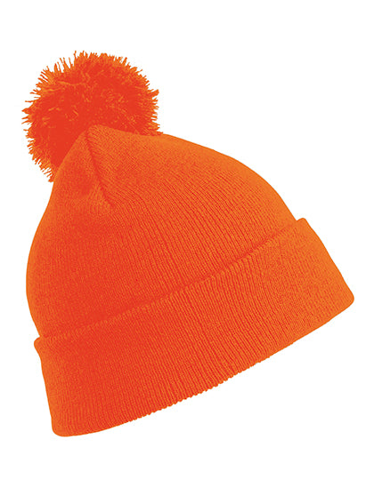 Junior Pom Pom Beanie in Fluorescent Orange, Größe One Size