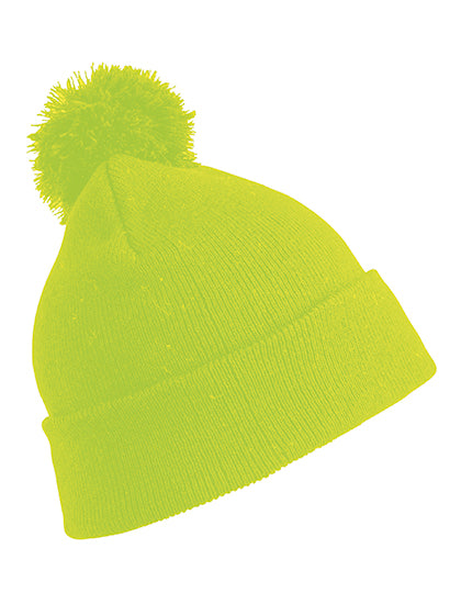 Junior Pom Pom Beanie in Fluorescent Yellow, Größe One Size