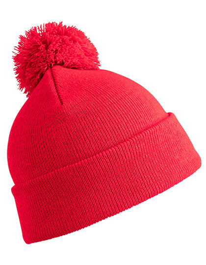 Junior Pom Pom Beanie in Red, Größe One Size