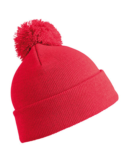 Pom Pom Beanie in Red, Größe One Size