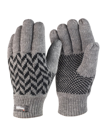 Pattern Thinsulate Glove in Grey, Größe L/XL